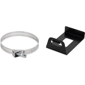 Camco 4-Way Flat Connector Bracket with Clamp | Mount a 4-Way Flat Connector Socket onto Vehicle or Trailer Hitch with No Drill Installation | (50017),Black/Silver