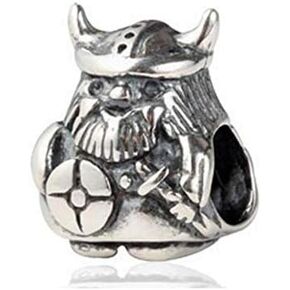 BOLENVI Vikings Warrior 925 Sterling Silver Pendant Charm Bead For Pandora & Similar Charm Bracelets or Necklaces