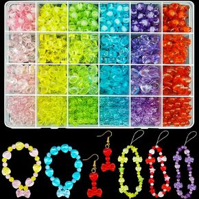 959Pcs Transparent Flower Beads Smile Face Bead Star Beads Crystal Candy Color Acrylic Pastel Beads Assorted Plastic Cute Kawaii Beads Kandi Beads Bulk for Bracelets Jewelry Making DIY Craft Earring