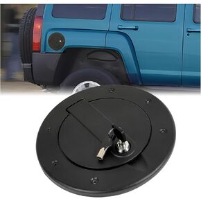 HECASA Locking Gas Cap Cover Compatible with 2003-2010 Hummer H3 H3T Fuel Tank Filler Door with Lock Aluminum Exterior Accessories (Textured Black)
