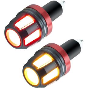 2Pcs Motorcycle Turn Signal LED Lights,DouHble Color Bar End Handle Grip Indicator Side Marker Light Kits for ATV Motorcycle Scooter. (Blue+Amber)