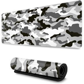 Black Grey and White Gaming Mouse Pad Large XL Camo Gray Long Extended Pads Desk Mat Camouflage Big Mousepad for Home Office Decor Accessories Gamer