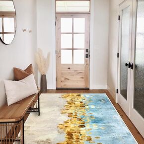 Runner Rug Abstract 2x6 FT, Non Slip Rubber Backing Washable Carpet, Soft Area Rugs for Kitchen Hallway Entryway Bathroom Bedroom, Customized