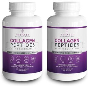Collagen Peptide 1000 mg Capsules with Hyaluronic Acid, Vitamin C, Biotin and Resveratrol - Collagen Supplements for Women & Men - Hair, Nails, Skin & Joint Vitamins - 60 Capsules