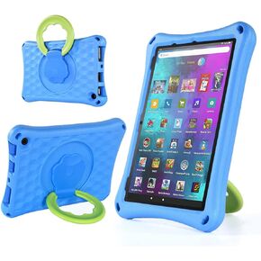 All-New Fire HD 10 Tablet Case for Kids(2023/2021 Release, 13th/11th Generation),Light Weight Shock Proof Handle Friendly 360 Rotating Grip Stand Kid-Proof Case (Blue)