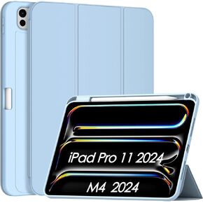 New iPad Pro 11 Inch Case 2024 (M4, 5th Gen) with Pencil Holder, Lainergie iPad Shockproof Case with TPU Back [Support Pencil Pro and Pencil (USB-C)], Support Face ID and Auto Wake/Sleep - Navy Blue