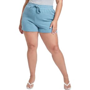 YMI Women's Plus Size Double Gauze Shorts with Banded Hem