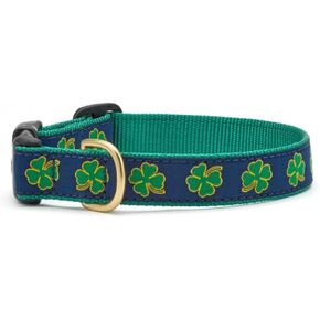 Up Country Navy Shamrock Pattern Dog Collars and Leashes (Navy Shamrock Pattern Dog Collar, Medium (12 to 18 Inches) 1 Inch Wide Width)
