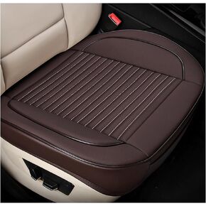 Car Seat Bottom Cover Pad, 24.4"×21.7" Leather Vehicle Seat Protector Mat with Pocket, Auto Front Seat Button Cushion Pad, Universal Interior Decor Car Accessories (Black)