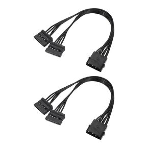 MECCANIXITY 4 Pin Male IDE to 2X Serial ATA Female Power Splitter Converter Adapter Cable Hard Drive HDD SSD Extension Cable, Pack of 2