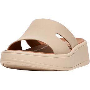 FitFlop Women's F-Mode Raw-Edge Leather Flatform H-bar Slides Wedge Sandal
