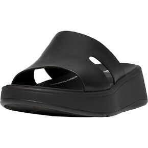 FitFlop Women's F-Mode Raw-Edge Leather Flatform H-bar Slides Wedge Sandal