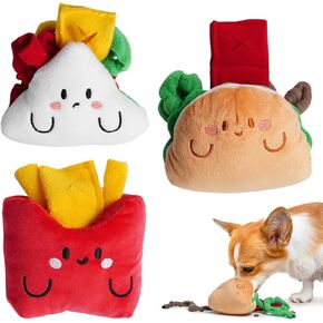 Nocciola Hide and Seek Dog Toys - 3 Pack Interactive Burrow Dog Toys, Snuffle Plush Puppy Toys, Squeaky Dog Toys with Crinkle Papers, Durable Enrichment Dog Toys for Small Medium Dogs