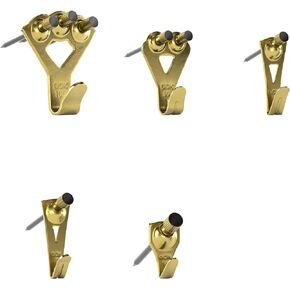 OOK 55169 Professional Picture Hangers, Art Hangers, Padded, Brass, Reusable Picture Hooks, 20-100lb (Value Pack) , Gold