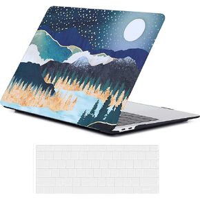 LanBaiLan Compatible with Older Version MacBook Air 13.3 inch Case 2010-2017 Release (Models: A1369 & A1466), Pattern Plastic Hard Shell Protective Case & Keyboard Covers Skin, Abstract Scenery