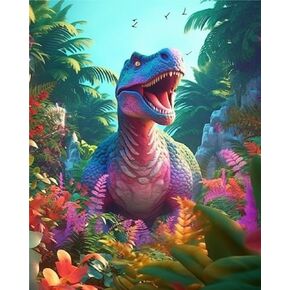 Ginfonr 5D DIY Mosaic Diamond Art Painting Kits Dinosaur Full Drill, Paint with Diamonds Art Animals Cross Stitch Embroidery Rhinestone Craft for Home Office Wall Decor 12x16 Inch
