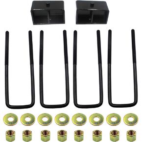 3" Rear Leveling Kit Lift Steel Blocks & U Bolts Compatible With 1999-2020 GMC Sierra Chevy Silverado 1500 2WD 4WD - 3" Suspension Lift Kit