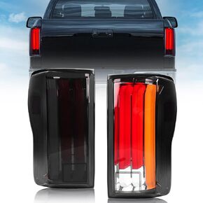 Huray Full LED Tail lights For Toyota Tundra 2007-2013 Taillight Rear Brake Turn Signal Lamp Pair (Black Housing Smoked Lens)
