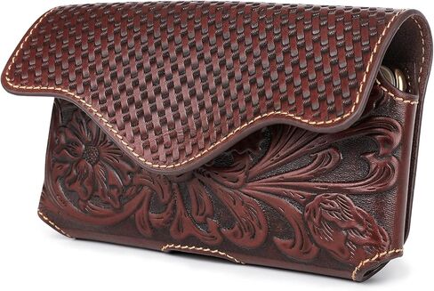 Montana West Real Leather Cell Phone Holster Belt, Great for Carrying iPhone/Samsung All Models Phones Magnetic Flap Closure Phone Cases RLP-C004BR-MBB in Saudi Arabia