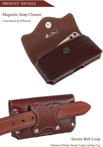 Montana West Real Leather Cell Phone Holster Belt, Great for Carrying iPhone/Samsung All Models Phones Magnetic Flap Closure Phone Cases RLP-C004BR-MBB in Saudi Arabia