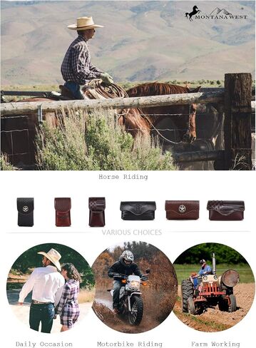 Montana West Real Leather Cell Phone Holster Belt, Great for Carrying iPhone/Samsung All Models Phones Magnetic Flap Closure Phone Cases RLP-C004BR-MBB in Saudi Arabia
