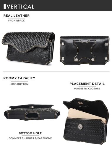 Montana West Real Leather Cell Phone Holster Belt, Great for Carrying iPhone/Samsung All Models Phones Magnetic Flap Closure Phone Cases RLP-C004BR-MBB in Saudi Arabia