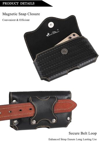Montana West Real Leather Cell Phone Holster Belt, Great for Carrying iPhone/Samsung All Models Phones Magnetic Flap Closure Phone Cases RLP-C004BR-MBB in Saudi Arabia