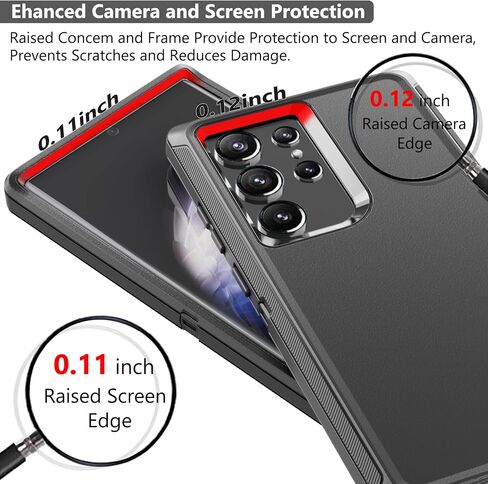 Rugged Phone Case for Samsung Galaxy S23 Ultra 5G, with Belt Clip Holster & Kickstand Heavy Duty Shockproof Protective Full Body Case Cover for Samsung Galaxy S23 Ultra 5G Phone (Black) in Saudi Arabia
