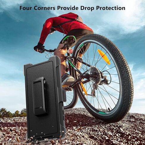 Rugged Phone Case for Samsung Galaxy S23 Ultra 5G, with Belt Clip Holster & Kickstand Heavy Duty Shockproof Protective Full Body Case Cover for Samsung Galaxy S23 Ultra 5G Phone (Black) in Saudi Arabia