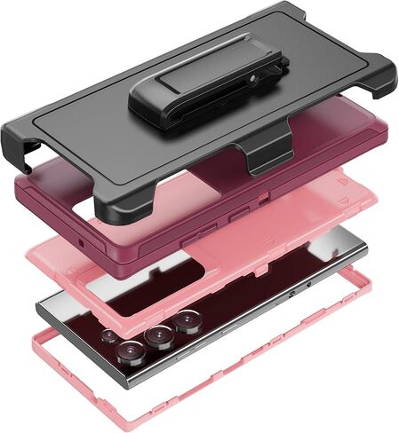 Rugged Phone Case for Samsung Galaxy S23 Ultra 5G, with Belt Clip Holster & Kickstand Heavy Duty Shockproof Protective Full Body Case Cover for Samsung Galaxy S23 Ultra 5G Phone (Black) in Kuwait