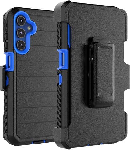 Takfox Galaxy A15 5G Case, for Samsung A15 5G Belt Clip Holster Phone Case with [Built-in Screen Protector] Kickstand Protective Rugged Heavy Duty Shockproof Dustproof Durable Cover-Black/Blue in Kuwait