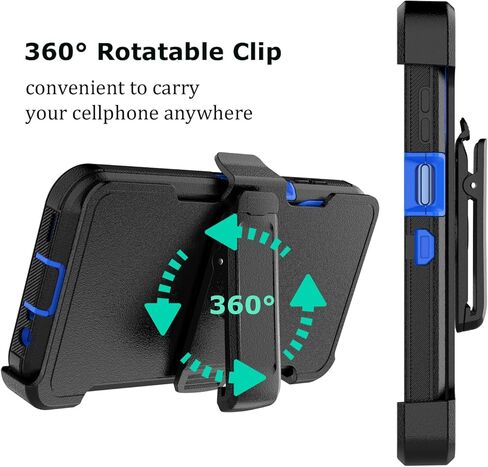 Takfox Galaxy A15 5G Case, for Samsung A15 5G Belt Clip Holster Phone Case with [Built-in Screen Protector] Kickstand Protective Rugged Heavy Duty Shockproof Dustproof Durable Cover-Black/Blue in Kuwait