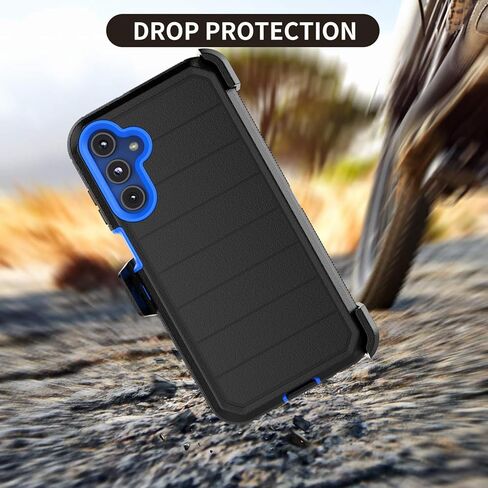 Takfox Galaxy A15 5G Case, for Samsung A15 5G Belt Clip Holster Phone Case with [Built-in Screen Protector] Kickstand Protective Rugged Heavy Duty Shockproof Dustproof Durable Cover-Black/Blue in Kuwait
