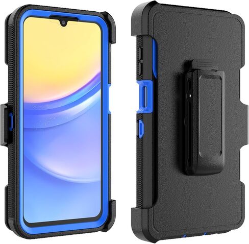 Takfox Galaxy A15 5G Case, for Samsung A15 5G Belt Clip Holster Phone Case with [Built-in Screen Protector] Kickstand Protective Rugged Heavy Duty Shockproof Dustproof Durable Cover-Black/Blue in Kuwait