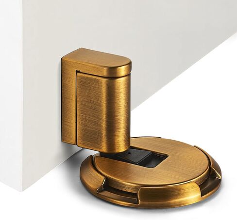 Windproof Door Stopper Indoor Heavy Duty Floor Door Stop Keep Door Open Mechanical No Drilling Door Stopper with Screws and 3M Adhesive, 1 Pack, Matte Brown Bronze in Saudi Arabia