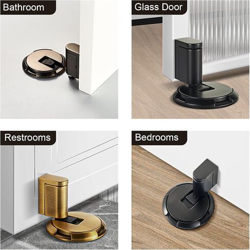 Windproof Door Stopper Indoor Heavy Duty Floor Door Stop Keep Door Open Mechanical No Drilling Door Stopper with Screws and 3M Adhesive, 1 Pack, Matte Brown Bronze in Saudi Arabia