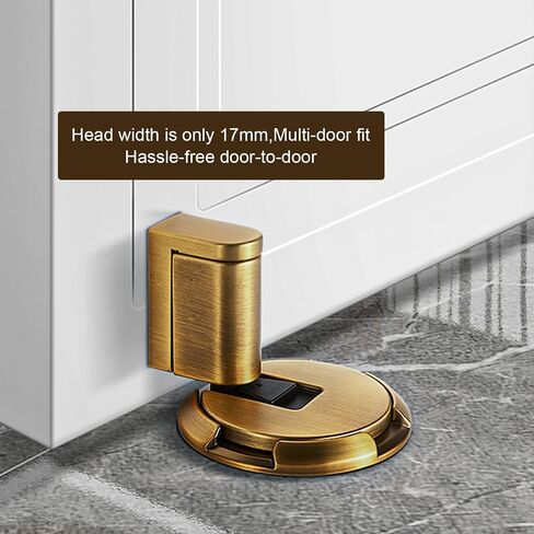 Windproof Door Stopper Indoor Heavy Duty Floor Door Stop Keep Door Open Mechanical No Drilling Door Stopper with Screws and 3M Adhesive, 1 Pack, Matte Brown Bronze in Saudi Arabia
