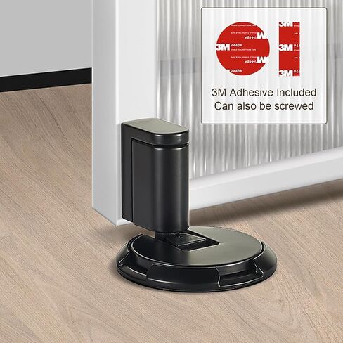 Windproof Door Stopper Indoor Heavy Duty Floor Door Stop Keep Door Open Mechanical No Drilling Door Stopper with Screws and 3M Adhesive, 1 Pack, Matte Brown Bronze in Saudi Arabia