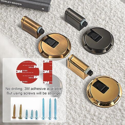Windproof Door Stopper Indoor Heavy Duty Floor Door Stop Keep Door Open Mechanical No Drilling Door Stopper with Screws and 3M Adhesive, 1 Pack, Matte Brown Bronze in Saudi Arabia