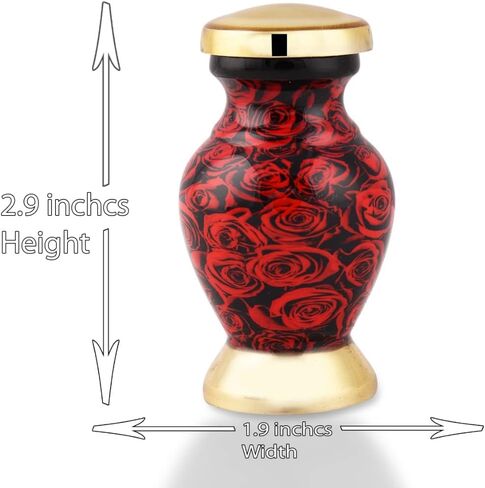 جريئة وإلهية وردة حمراء جميلة صغيرة تذكار لرماد الإنسان والحيوانات الأليفة | مع حقيبة مخملية وقمع - كمية واحدة in Kuwait
