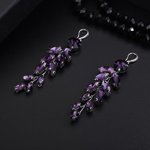 Blue Crystal Rhinestone Dangle Drop Earrings Silver Plated Crystal Chandelier Earrings Simple Lightweight Handmade Drop Dangle Earrings for Women and Girls in Kuwait