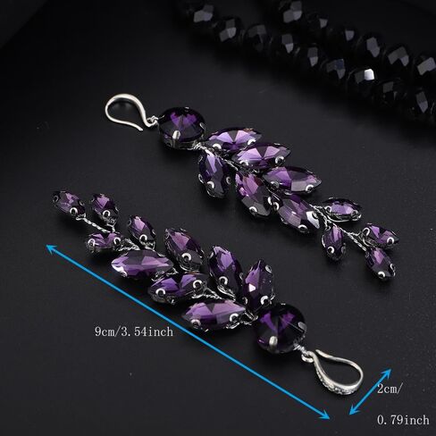 Blue Crystal Rhinestone Dangle Drop Earrings Silver Plated Crystal Chandelier Earrings Simple Lightweight Handmade Drop Dangle Earrings for Women and Girls in Kuwait