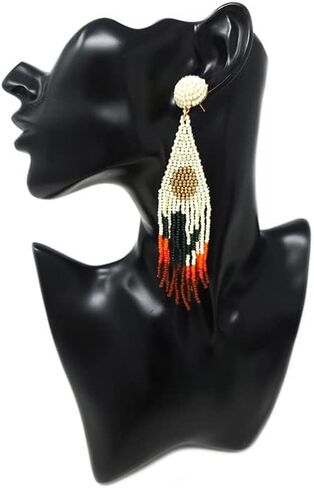Beaded Western Tassel Post Earrings Handmade Navajo Earrings Rodeo Cactus in Saudi Arabia