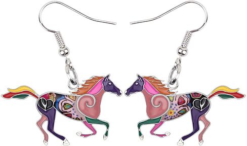 Dainty Enamel Running Horse Earrings Dangle Drop Cute Horse Jewelry Spring Summer Gifts for Women Teens Girls in Saudi Arabia