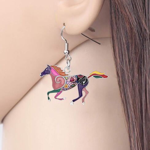 Dainty Enamel Running Horse Earrings Dangle Drop Cute Horse Jewelry Spring Summer Gifts for Women Teens Girls in Saudi Arabia