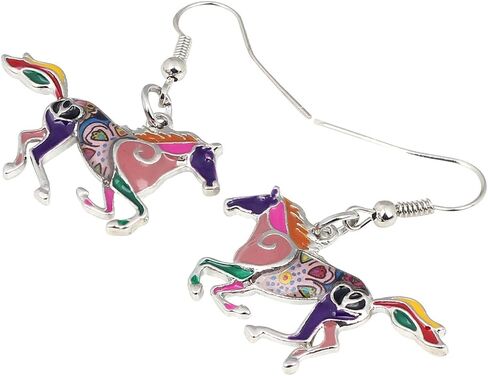 Dainty Enamel Running Horse Earrings Dangle Drop Cute Horse Jewelry Spring Summer Gifts for Women Teens Girls in Saudi Arabia