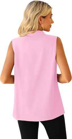 Jouica Womens Sleeveless Blouses Button Down Collared Shirts for Work Casual V Neck Tank Tops in Saudi Arabia