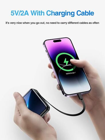 حزمة بطارية شاحن محمول بقوة 20000 مللي أمبير في الساعة مع كابلات شحن USB-C وiOS مدمجة وشاشة رقمية LED لهواتف iPhone 14 13 12 11 وSamsung Galaxy والمزيد in Saudi Arabia