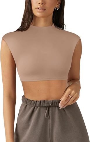 REORIA Women's Summer Sexy Trendy High Neck Sleeveless Y2k Going Out Crop Top T Shirts in Saudi Arabia