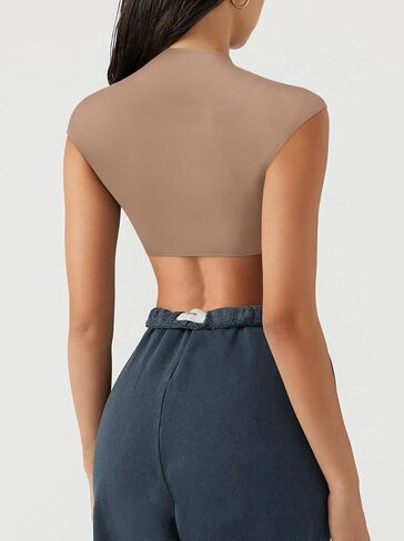 REORIA Women's Summer Sexy Trendy High Neck Sleeveless Y2k Going Out Crop Top T Shirts in Saudi Arabia